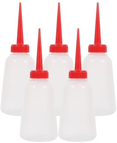 PRETYZOOM Lot de 5 Flacons d'Huile en Plastique 250 ML Long Bec Verseur pour Machine à Coudre Huilier de Précision pour Entretien Couture et Outils Électriques Distributeur Souple pour