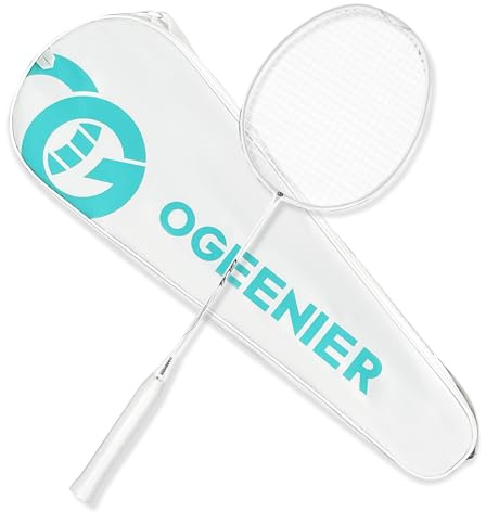 OGEENIER Badminton Schläger Badminton Racket Profi mit Tasche | Federball Set: 1 Badmintonschläger,1 Griffbänder + Tasche. Ideal für Freizeit & Turnier.Leichte badmintonschläger