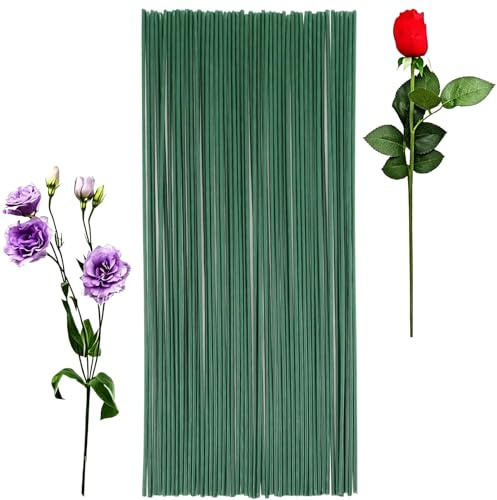 50 varillas de alambre para flores, tallos de alambre de flores verdes, alambre para floristería, 30 cm, 2 mm, para arreglos florales, coronas, ramos, flores artificiales, manualidades, manualidades