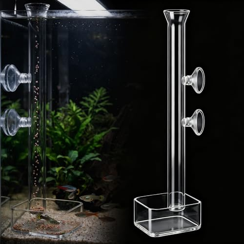 Alimentador de Camarones de Vidrio Alimentador de Camarones con Tubo | Tubo de 30 cm | Vidrio | Accesorio de Acuario | Limpieza Fácil | Para Alimentar Langostinos Cristal y Cereza