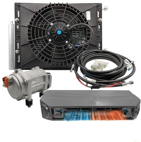 Kit de climatisation de voiture 12 V sous tableau de bord – Climatiseur universel pour camionnette, camping-car, camion, camping-car, bateau et bus – Solution de climatisation automatique compacte