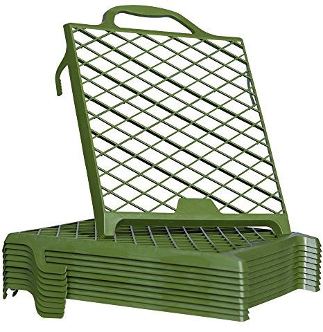 Colorus Abstreifgitter Kunststoff 10er Pack – Farbgitter 22 x 25 cm – Rutschfestes Malergitter mit Widerhaken & Pinselhalter – Profi Abtropfgitter für Farbeimer | Set mit 10 Malergittern, Widerhaken für sicheren Halt am Eimerrand und integriertem Pinselhalter – rutschfest