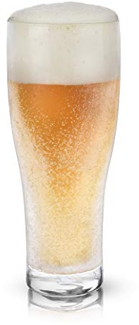 Viski Glacier Double Walled Beer Glass with Active Cooling Gel, Perfect for Cold Drinks at Indoor and Outdoor Parties, Special Occasions, Home Bar Accessories, Great Gifts for Men, 16 oz, Set of 1