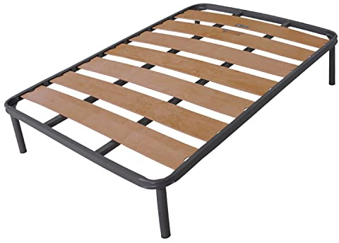 Somnus SANA Rete Matrimoniale 160x190 cm Letto Ortopedico Doghe Legno e Struttura Ferro Piedi Avvitabili H 35