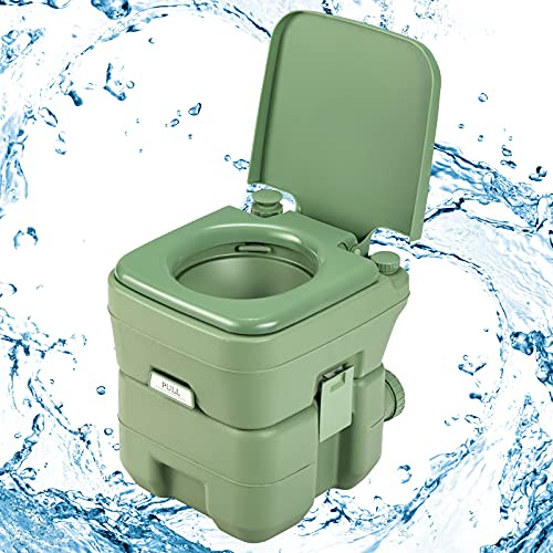 GOPLUS - Inodoro de 20 l, secador portátil, inodoro móvil químico para RV, coches de viaje de HDPE, carga 150 kg, 41 x 35 x 41 cm, color verde