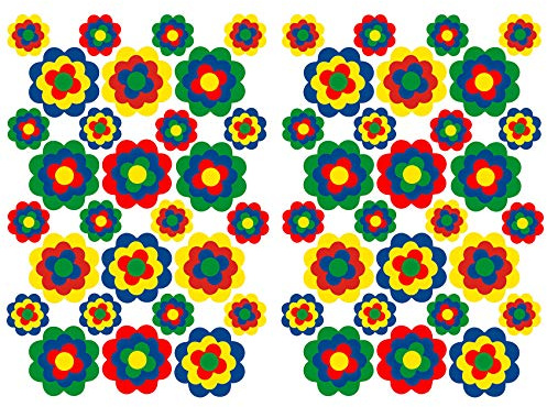 Finest Folia 56 Hippie Aufkleber Blumen Sticker selbstklebend Flower Power Dekor für Auto Fahrrad Bus Wände Möbel Retro Style 70er Jahre Kult (Bunt, Matt (R063))