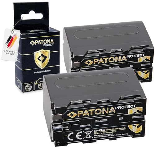 PATONA 2X Protect NP-F750 Akku 7000mAh Ersatzakku kompatibel mit Sony Camcorder, LED Indikatoren Beleuchtung Videoleuchte, Kamera Monitore, Battery NP-F550 NP-F950 NP-F970 NPF750 NP F750
