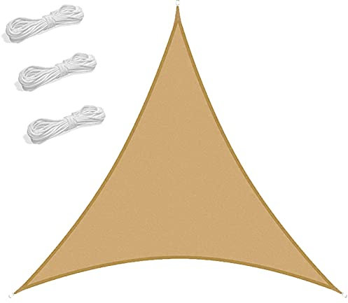 DKLE 4x4x4 m Tenda Parasole Esterno Balcone, Tenda da Vela Parasole Impermeabile, Vela Ombreggiante Triangolare con Kit di Montaggio, per Giardino Patio Campeggio Piscine