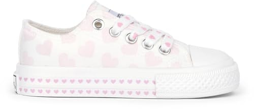Conguitos Zapatillas de Lona niña Color Blanco Que aparecen Corazones con la luz Solar