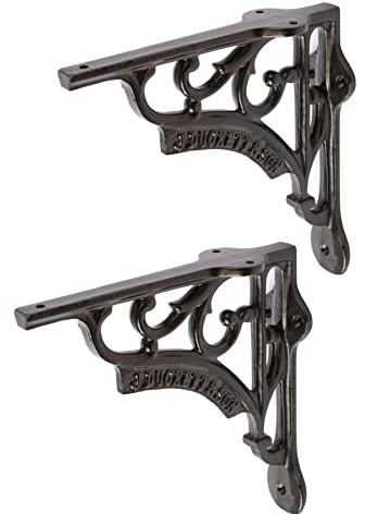 Hammer and Tongs Verzierte Eisenschelfhalterung - D150mm - Schwarz - Pack Von 2