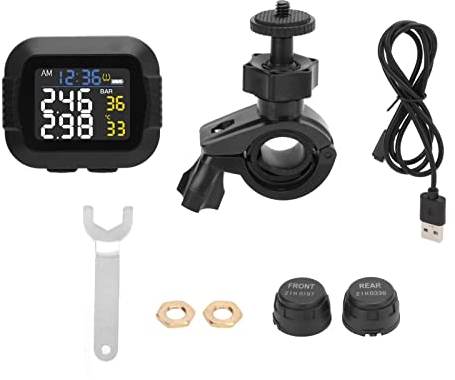 BOROCO Motorrad-Reifendruckkontrollsystem Motorrad TPMS Digitale Reifendruckkontrolle Drahtlos Wasserdicht 2 Externer Sensor für Motorrad