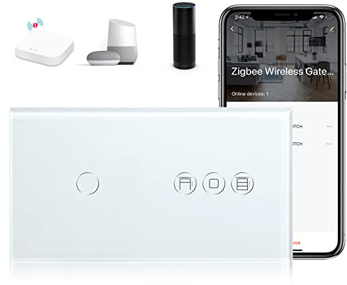 BSEED ZigBee Rollenschalter mit Smart Single Live ZigBee Lichtschalter 1 Fach 1 Weg Alexa Berührung Wandschalter Glasscheibe Schalter (ZigBee Hub Erforderlich) Weiß