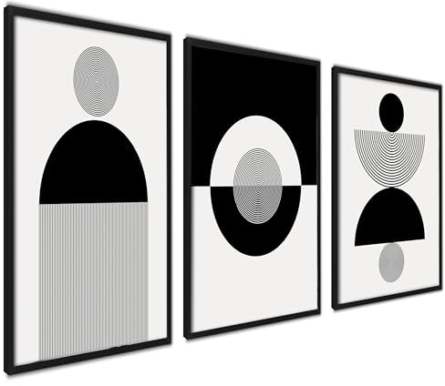 3er Set Poster 50x70cm Ohne Rahmen Wanddeko Wohnzimmer Ideal als Geschenk | Moderne Bilder Wohnzimmer Deko Schlafzimmer Abstrakt Art und weiß, Modernes Design, Hochwertige Qualität, Einfache Montage