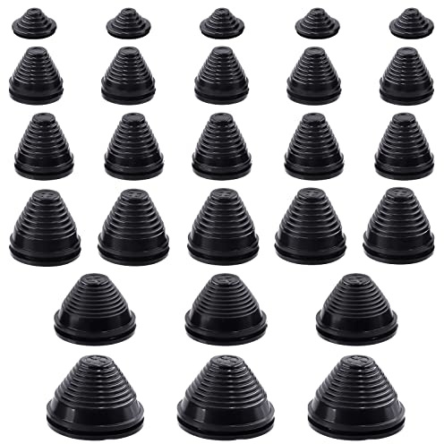 Swpeet 26 pezzi 6 misure 25/30/35/40/50/60mm Kit assortimento di occhielli in gomma a forma di torre, Tappi Copriforo per Firewall Fori Protezione Filo Sintetico per Auto Cavo