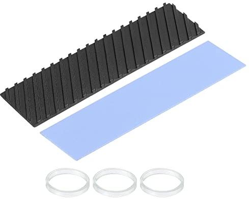sourcing map Copper Heatsink Coated Graphene 70x20x2mm with Thermal Pad and Rubber Ring for M.2 SSD PC, Laptop Cooler 1 Set