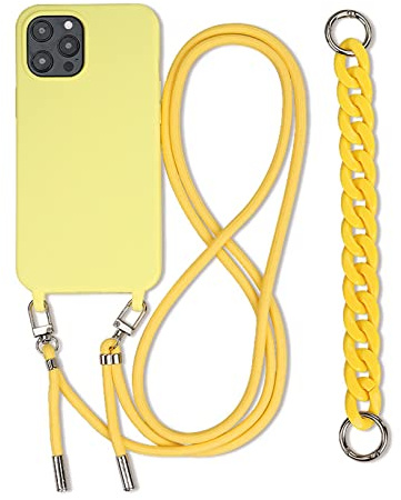 Emlivi Handykette Hülle mit Armband für iPhone 11 Pro Max Necklace Handyhülle Nylon Schultergurt Silikon Cover mit Kordel zum Umhängen Schutzhülle mit Band Case für iPhone 11 Pro Max, Gelb