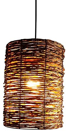 Candelabro De Compilación Ratán Retro, Pantalla De Lámpara Colgante Un Solo Cabezal De Estilo Japonés Para Restaurante, B & B Ratán Arte Hecho A Mano APARATO DE ILUMINACIÓN DE TECHO, E27 Base