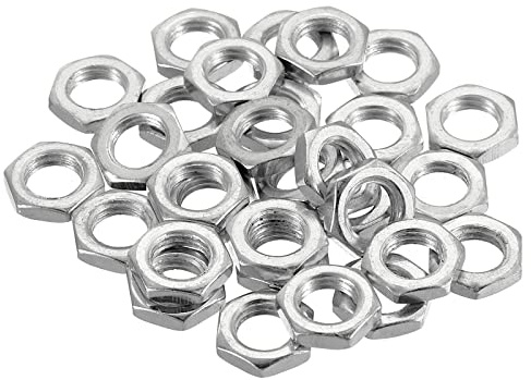 PATIKIL 30-Pack M8 x 1,0 Stahl Hex-Mutter metrisches Gewinde verzinkte Sechskantmutter Schraubenbolzen 3mm Höhe