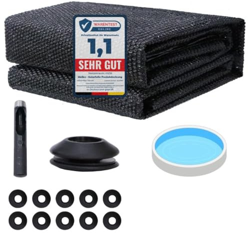 Melko Film solaire pour piscine - Diamètre : 366 cm - Pour une conservation efficace de la chaleur - Bâche solaire - Œillets - Couverture solaire en PVC - Noir