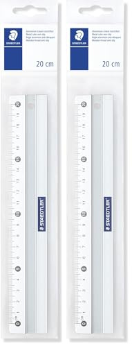 STAEDTLER Aluminium Lineal Mars, 20cm Länge, bruchfest, ruschfest, 563 20 (Packung mit 2)