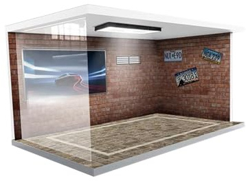 Perfeclan Vitrine de garage 1/18 avec protection des lumières, scène de stationnement de voiture, objets de collection, 15,75'' x 9,45'' x 7,87'', Briques rouges