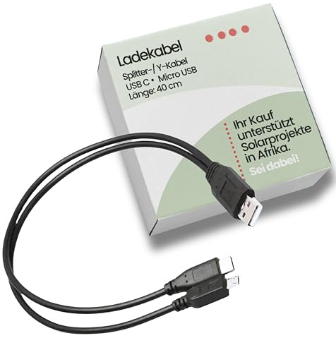 Villageboom USB Y Split Kabel USB-C + Micro-USB – Stromverteiler – NUR 5V (kein QC/PD 9V/12V) – für 5V Geräte - 40cm lang, Produkt mit sozialem Mehrwert