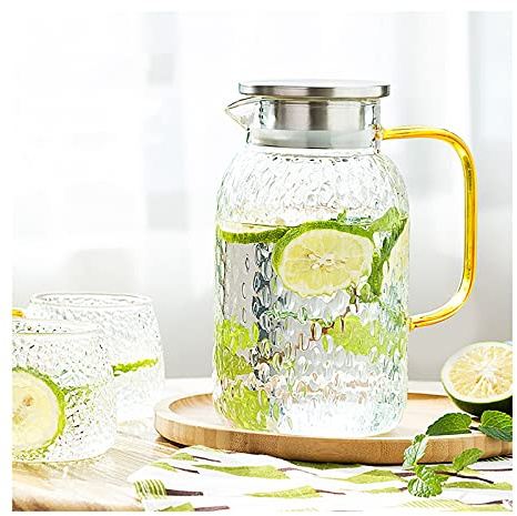 Brocca Acqua Brocca di vetro con coperchio ghiacciato tè brocca acqua brocca caldo freddo acqua ghiaccio tè vino caffè caffè e succo bevanda caraffa Caraffa Acqua (Size : 1800ML)