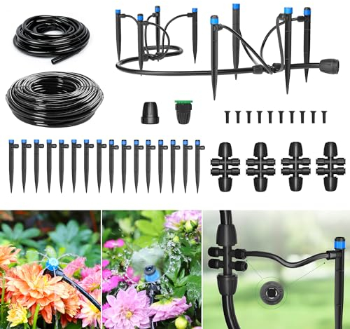Upgrade Quick-connect Bewässerungssystem Garten, 24M+5M DIY Wassersparend Tropfbewässerung, Micro Drip Bewässerung Kit für Pflanzen im Freien, Gewächshaus, Blumen, Beete, Rasen