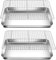 HEIYUET Lot de 4 plaques de cuisson de 40 x 30 cm avec grille de refroidissement, plaque de cuisson en acier inoxydable avec grille de refroidissement pour rôtir, servir au four, passe au