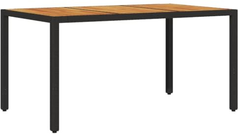 vidaXL Gartentisch mit Akazienholz-Platte Schwarz Poly Rattan