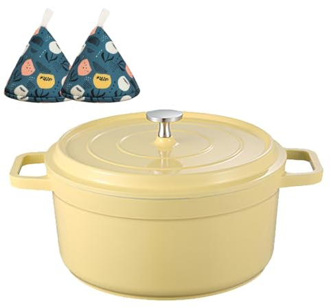 DYHQQ Faitout Émaillé 4.75L Braisière Antiadhésive avec Un Couvercle, Casserole À Revêtement Émaillé pour La Pâtisserie Maison, La Braisière, La Cuisine