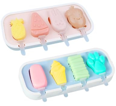 Ice Lolly Ice Cream Moulds, 2 PCS Silicone Popsicle Molds, Popsicle Molds with Sticks Non-Stick Baby Popsicle Molds Reusable Popsicle Holders for Kids,Ice Pop Mold