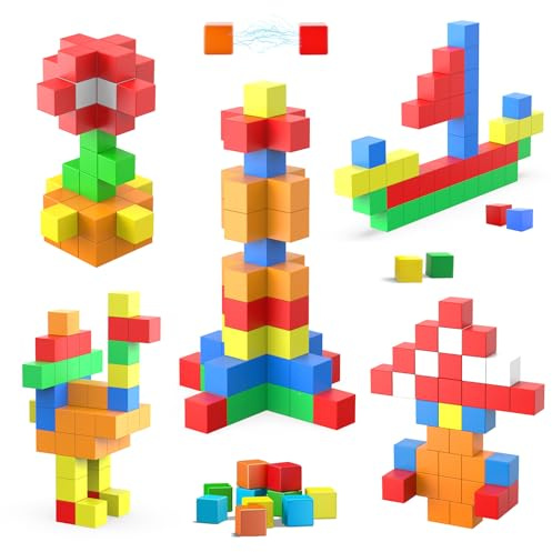 ASOK 48PCS Große Magnetwürfel Geschenk für 3 4 5 6 Jahre alte Jungen und Mädchen Magnetische Bausteine Sensorisches Spielzeug für Kinder