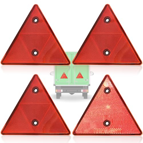 4Pcs Dreieck Reflektor, Dreieck-Rückstrahler Reflektor, Rot Anhänger Reflektor Dreiecke, Dreieck Anhänger Katzenauge Rückstrahler für Auto Anhänger, Traktor, Wohnwagen