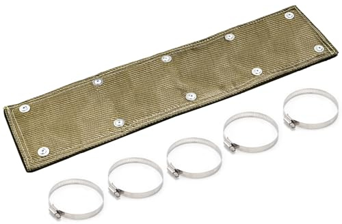 Hitzeschutzband Auspuff, Hitzeschutzmatte 60 x 15 cm Titanium Auspuffband Hitzeschild, mit Schlauchklemme, für Auto Motorrad Auspuff