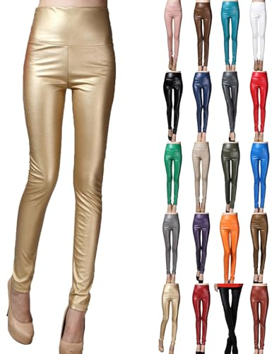 Pantaloni in pelle da donna, colore nero, a vita alta, per il tempo libero, da donna, lunghi, invernali, per attività all'aria aperta, impermeabili, traspiranti, in ecopelle colorata, con vita alta,