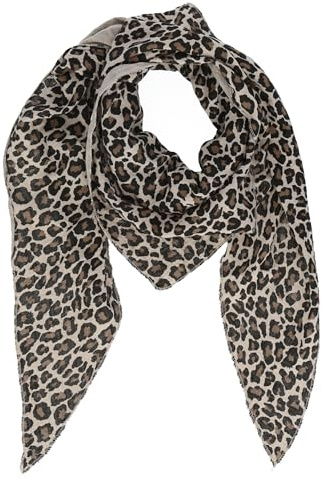 irisaa Schal Damen Leopard, weiche Deckenschal mit Leo Muster, dreieckstuch Halstuch mit 100% Cotton, Made in Italy