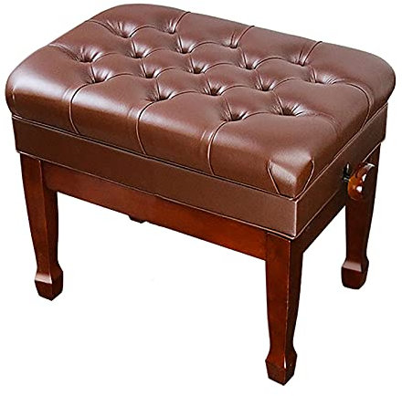 Verstellbare Klavierbank aus Leder mit hydraulischer Hebeautomatik und Notenfach, braun, 58 x 41 x 48 58 cm