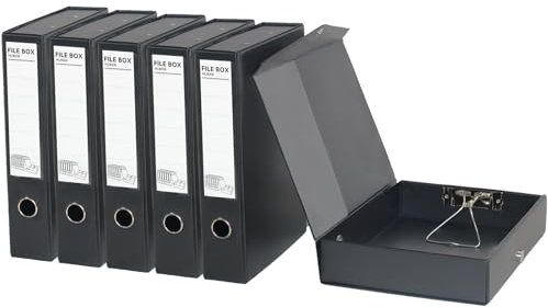 URbantin 6 Piezas Cajas de Archivos con Pinza,Lomo 65 mm,Negro