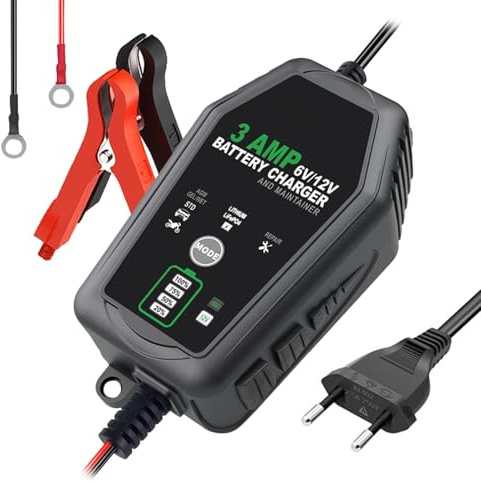 Zunishaone Caricabatteria per Auto, Mantenitore di Batteria da 6 V e 12 V - Dispositivo di Manutenzione Intelligente, Ricarica Rapida con Controllo Facile per Veicoli, Motociclette e Accessori Auto