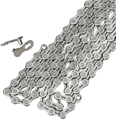 GORIX Fahrradkette für Rennräder, 9-fach, 10-fach, 116 Glieder, silberfarben, mit Hohlkettengliedern (GXPEED) (9-fach)