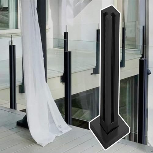 LwsCUiH Barre de Fixation de clôture en Verre Poteau de Garde-Corps en Verre for intérieur et extérieur, en Acier Inoxydable Noir, Support de clôture à Pince en Verre sûr(Corner Post,95cm/37.4)