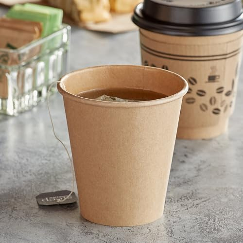 HOT BARGAINS 100 x 4oz Kraft Paper Single Wall Cups Perfect for Hot & Cold Drinks Premium Disposable Espresso Paper Tea & Coffee Cups Ideal for Parties Cafe Home (4oz, 100, Count)