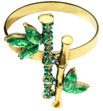 TOPBATHY Servilleteros De Bambú Elegantes con Gemas De Imitación Hebillas De Servilleta Rústicas para Bodas Acción De Gracias y Mesas De Comedor