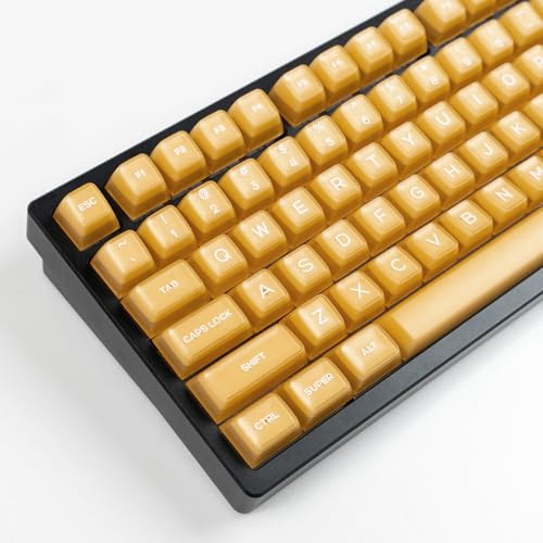 142 Keys PBT Doubleshot Transluent Keycaps Yellow SA Profile Keycaps Set Fit for 61/64/87/104/108 Cherry Mx Switches Mechanical Keyboard