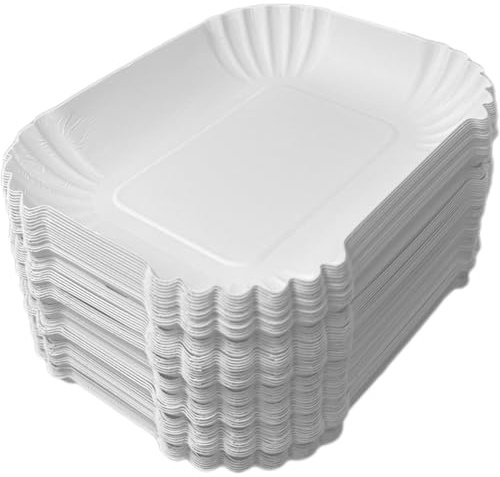 TG-GENT Pommes Schalen 250 Stück KU41 in weiß | 13,5 x 17,5 x 3cm Pommesschalen aus Pappe & Currywurst Schale | Pappschalen Einweg bzw. Einwegteller für Gastronomie, Events & den privaten Gebrauch