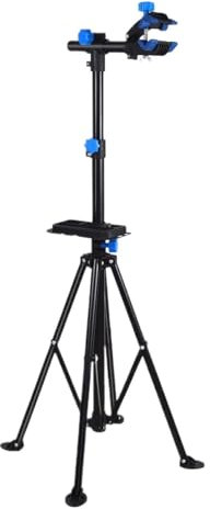 QIUSHIBO Fahrrad MontagestäNder Fahrrad-Reparaturständer, verstellbar, klappbar, for Fahrrad, Reparaturständer, Werkzeugablage, 360 ° drehbar, Reparaturkopf Fahrrad ReparaturstäNder