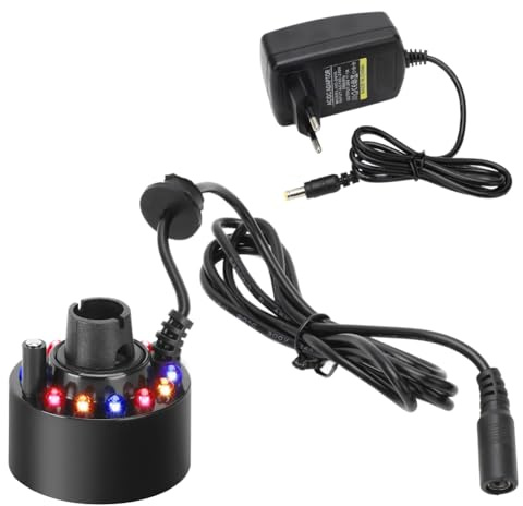 CEWROM Nebulizzatore ad ultrasuoni con 12 luci colorate, USB 24 V, per fontana d'acqua stagno, mini macchina per la nebbia, per Halloween, feste, giardino, giardino roccioso, cortile all'aperto