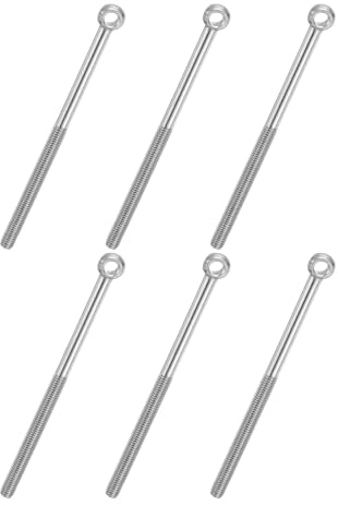 PATIKIL 6 Pcs Boulon à Œil M6x100mm Boulon à Œillet de Levage pour Balancement d'Épaule, Vis Poisson en Acier Inoxydable 304, Filetage Métrique à Demi-Denture Trou Coulissant, Argentée