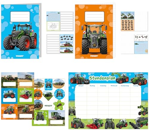 8-tlg. Schul-Set * FENDT TRAKTOR * für Schule und Schulanfang, als Mitgebsel oder Geschenk in die Schultüte | Trecker Landwirtschaft Bauernhof Farm Kindergeburtstag Einschulung